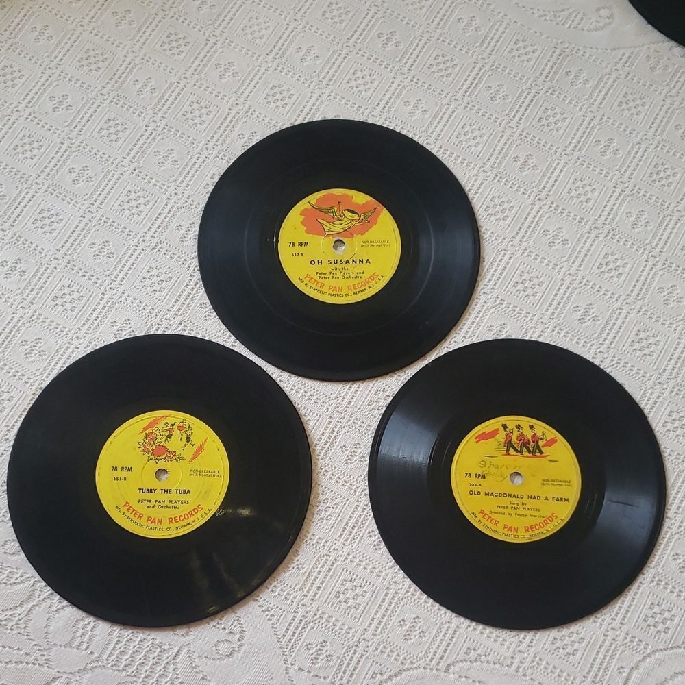 Vintage Lot of 4 Children's Vinyl 78 RPM Records (Peter Pan Records)
